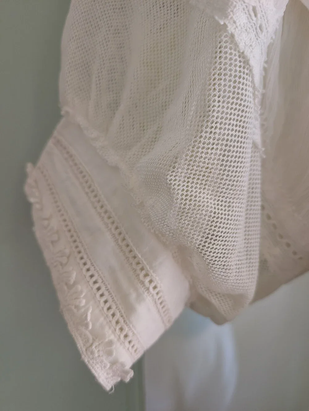 Free People Boho White Lace Tiered Tunic Dress Size Small